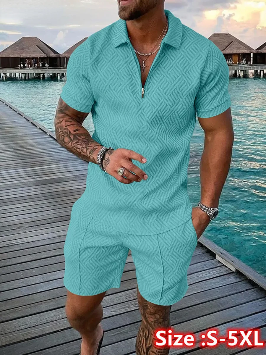 Conjunto de Polo de manga corta para hombre, ropa de verano de lujo, pantalones cortos informales, chándal, camisetas con solapa de Golf Social, 2024