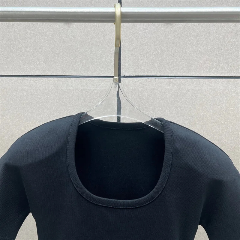 Bild 4: Damen-Body 2026 Frühjahr neues elastisches gestricktes Slim-Fit-Kurzarm-Top aus reiner Baumwolle, enges Korsett für Damen, Y2K-Damen-T-Shirt