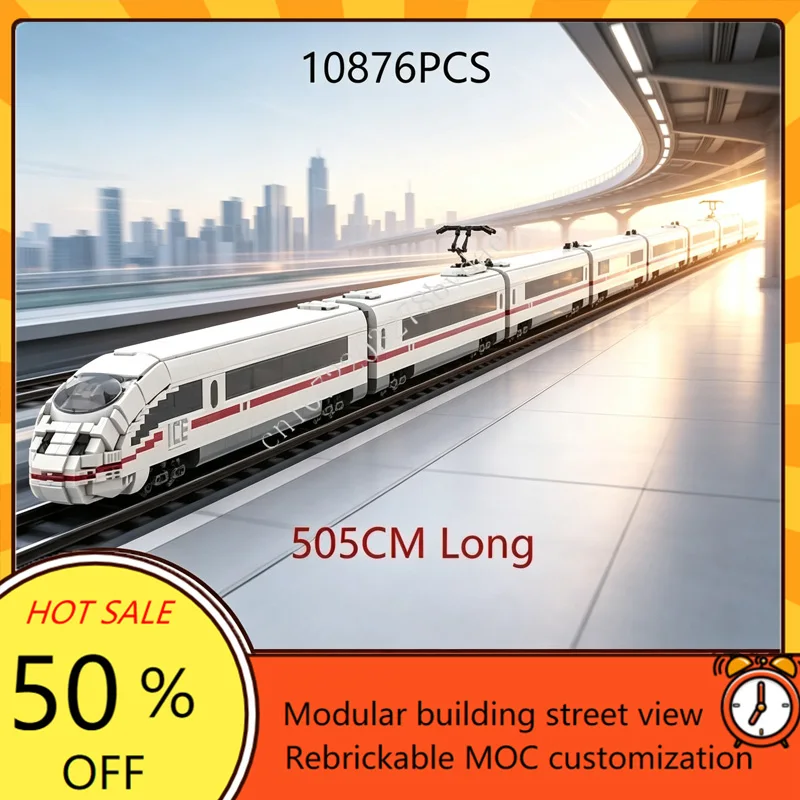 10876PCS New MOC - ICE 3 / Br 406 car Passenger Train Sets fit MOC-38302 German train city Model Custom Puzzles Toy Gift Adult