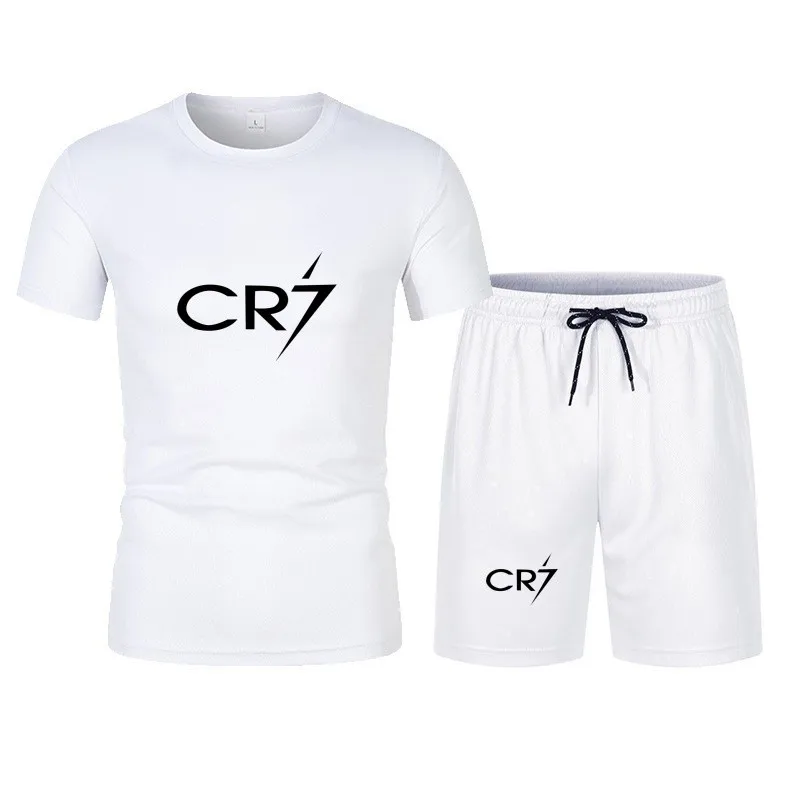 Mens Sets 2024 Summer Suit CR7 T Shirts and Shorts Fashion Football Basketball Jogging Fitness Gym Outfit Clothes Short Set Men