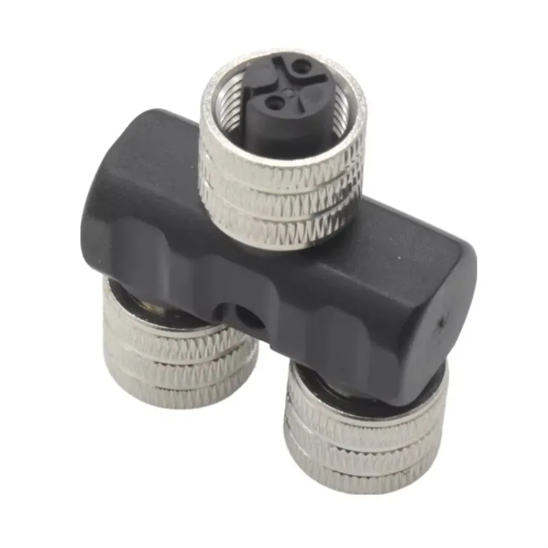 Y-splitter M12 Connector 2 Pin Circular 1 Male to 2 Female Plug Industrial Electronic Power Adapters Waterproof Connector