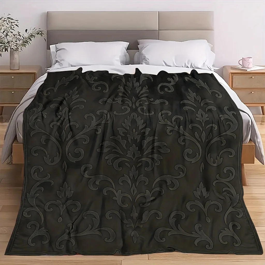 Botanical Mixed Pattern Soft Warm Bed Throw Blanket Versatile Decorative Wrap For Coffee Shop Office Gym Lounge Room