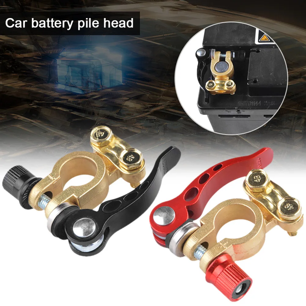 1 Pair 12V 24V Car Battery Terminals Top Post Wire Cable Clamp Quick Release Terminal Connectors Copper Clip Screw Auto Parts