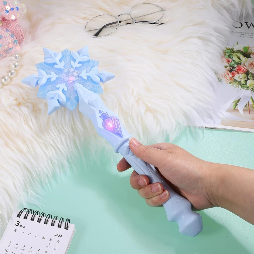 Light up Princess Snowflake Wands, Cosplay Princess Wand Toy for Kids, Children's Day Gifts for 3-6 Years Girls