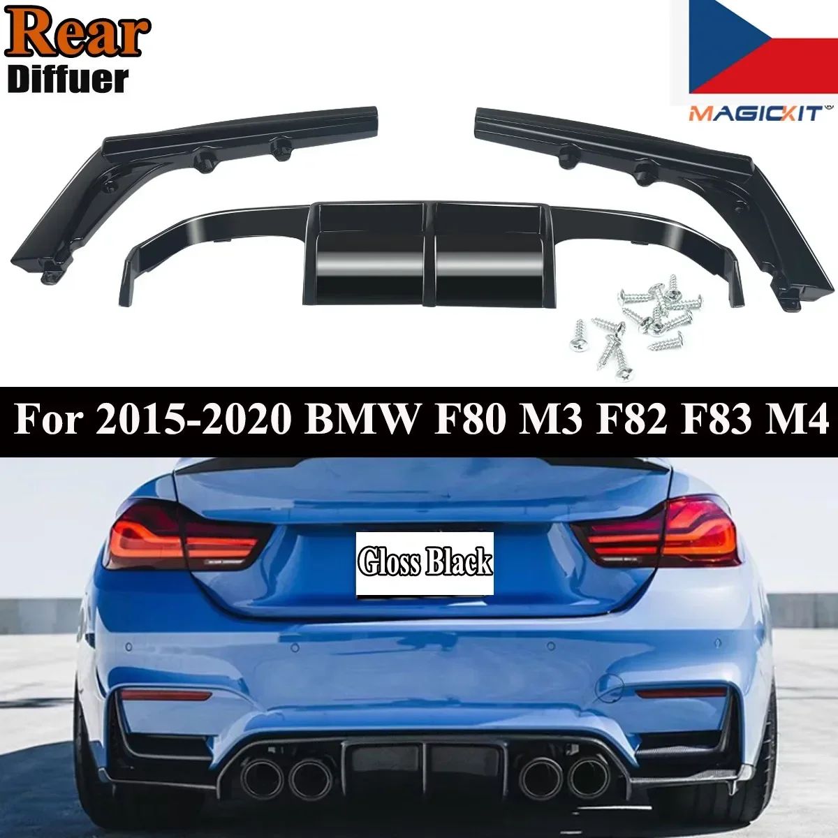 

Car Rear Bumper Diffuser Spoiler Lip Splitter Rear Bumper Lip Protector Guard For BMW F80 M3 F82 M4 2015-20 PSM Style GlossBlack