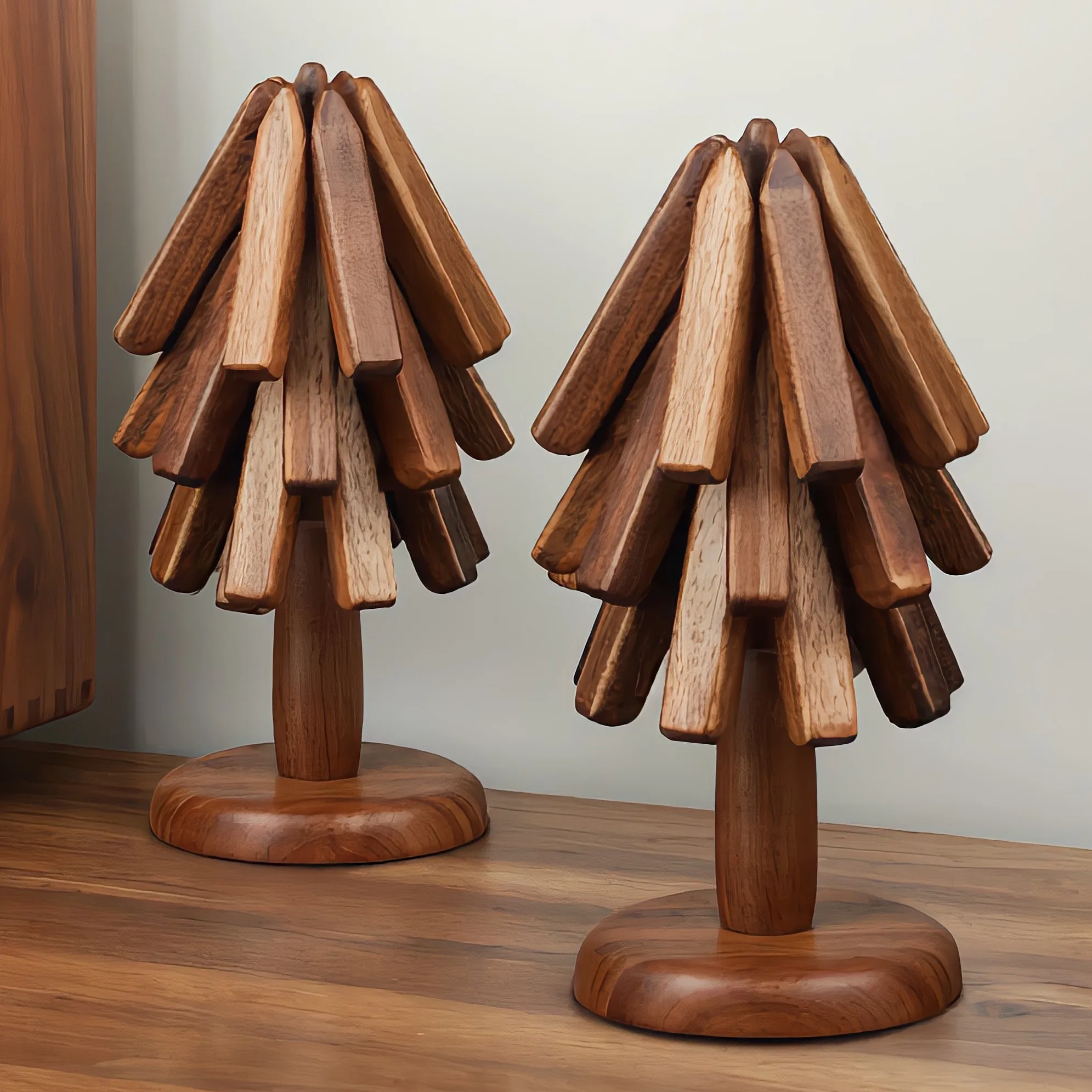 

Premium Christmas tree thermal insulation pad solid wood creative dining table small tree anti-scalding coaster household goods