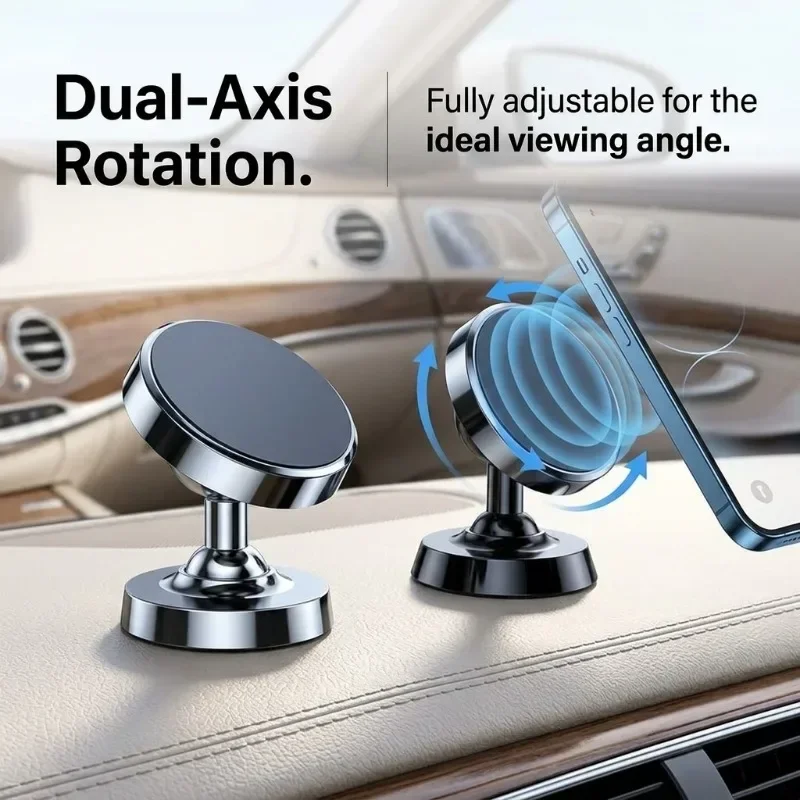 Metal Magnetic Phone Holder Mini Round Car Magnet Mount Universal Stick on Dashboard Magnetic Stand for Smartphone Navigation
