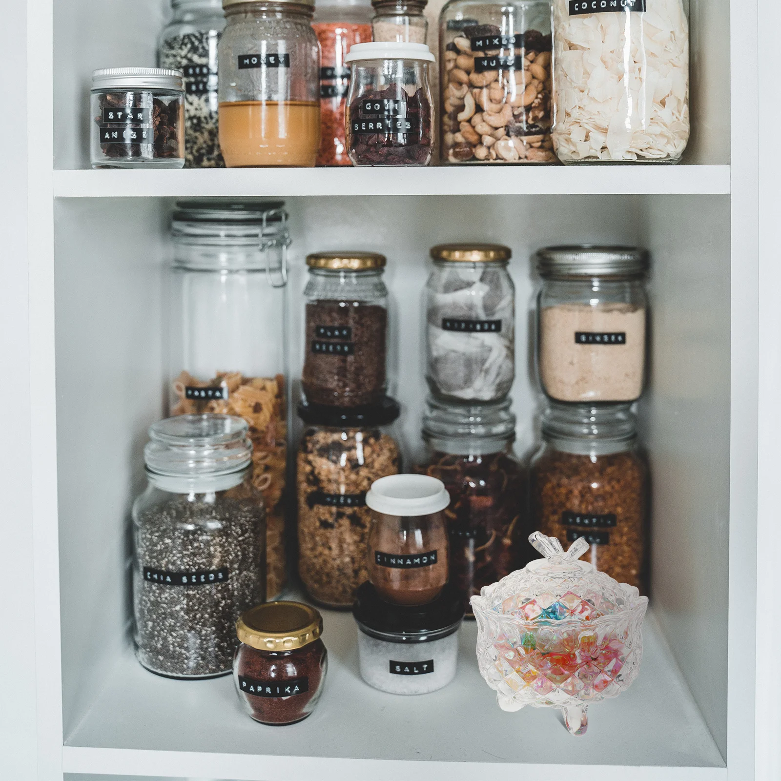 

2Pcs Glass Candy Jars Butterflies Shape Clear Storage Container Sugar Canister Candy Box Snack Storage