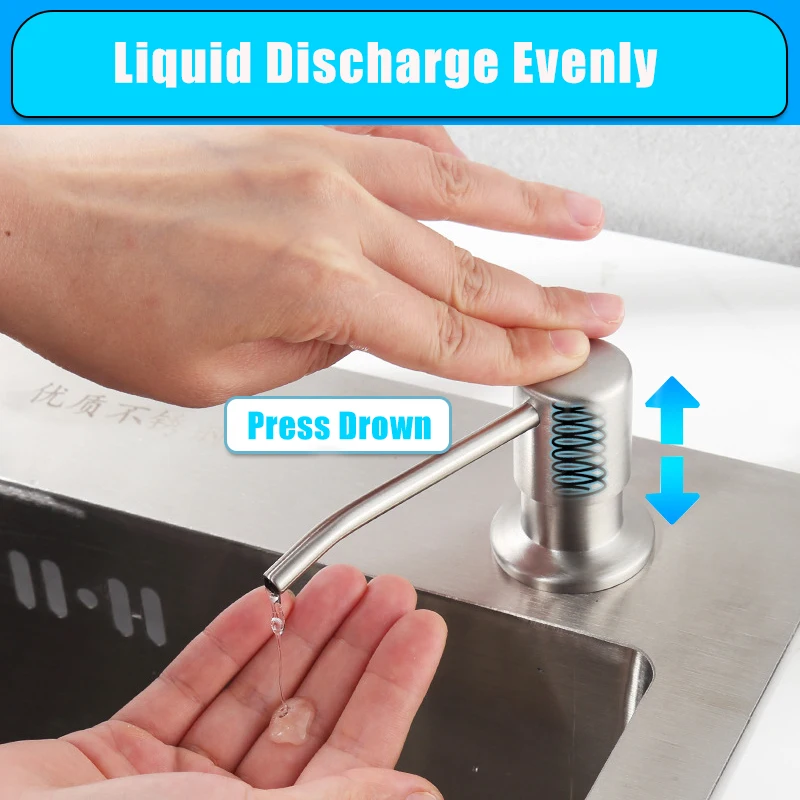 Kitchen Sink Liquid Soap Dispenser Pumps Stainless Steel Head Sink Soap Dispensers with Tube Hose Bottle Accessories Soap Pump