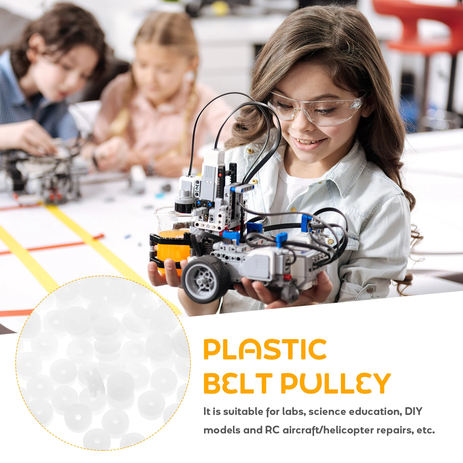 

100pcs Pulley Gear Wheels Plastic Mini Gears 2mm Hole DIY Models Toys Motor Belt Pulleys PP Material Easy Install Hardware