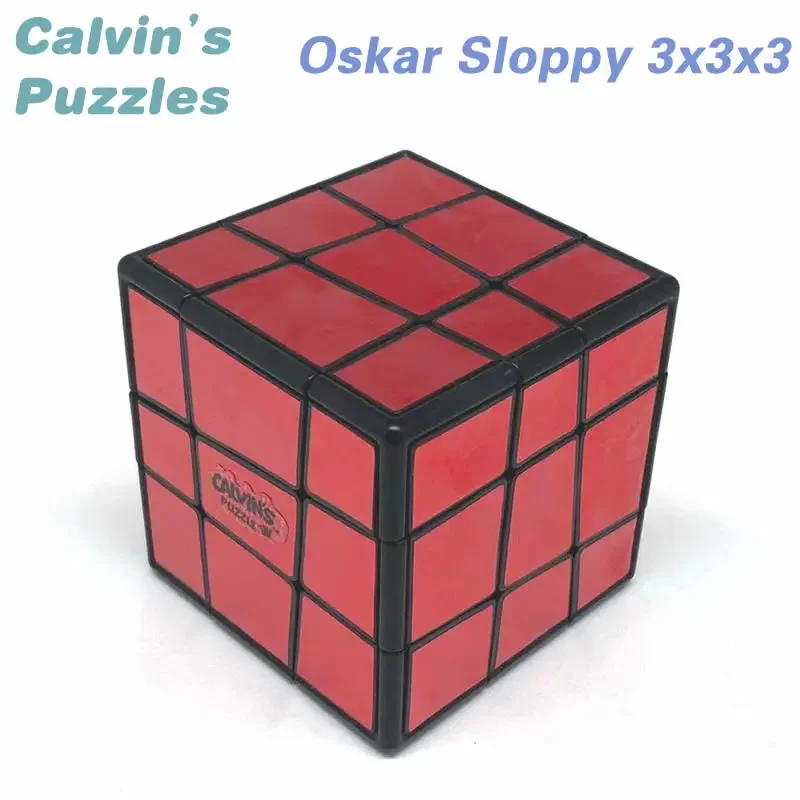 Calvin's Puzzles Oskar Sloppy 3x3x3 Magic Cube Black Body Red Silver Stickers Speed Twisty Puzzle Brain Teasers Educational Toys