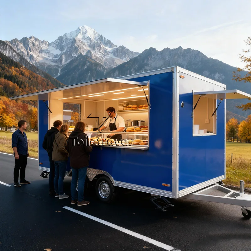 Street Mobile Food Truck Trailer Waffle Donut Crepe Food Trailer Pancake Ice Cream E-Food Truck de Dulces Food Cart for Sale