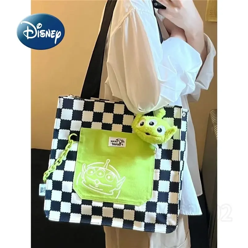 Disney Three Eyes Original New Women\'s Handbag Toy Story Series Women\'s Bag Luxury Brand Checkerboard Chain Shopping Bag