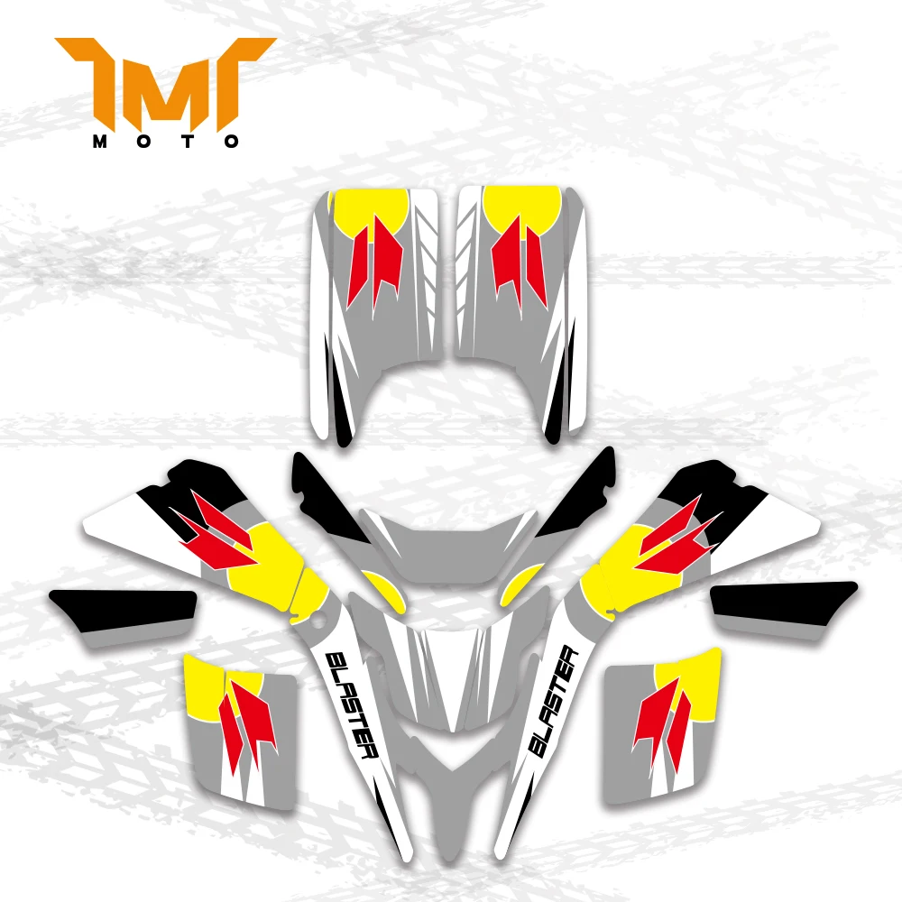 TMT New Style DECALS STICKERS GRAPHICS For Yamaha BLASTER 200 YFS 200 1988 -2006 RED BLACK ATV Full Race KIT pegatina