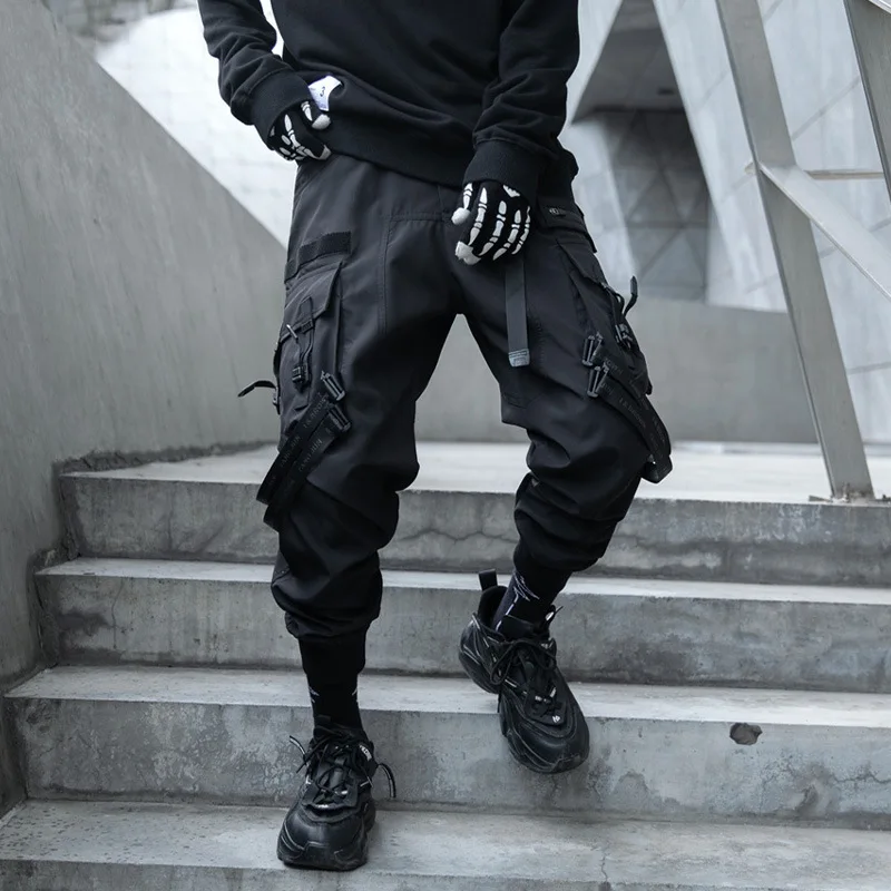 2024 New Fashion Multi-pocket Cargo Pants Men Y2K Tactical Techwear Ankle Pants Punk Style Casual Paratrooper Pants pantalones