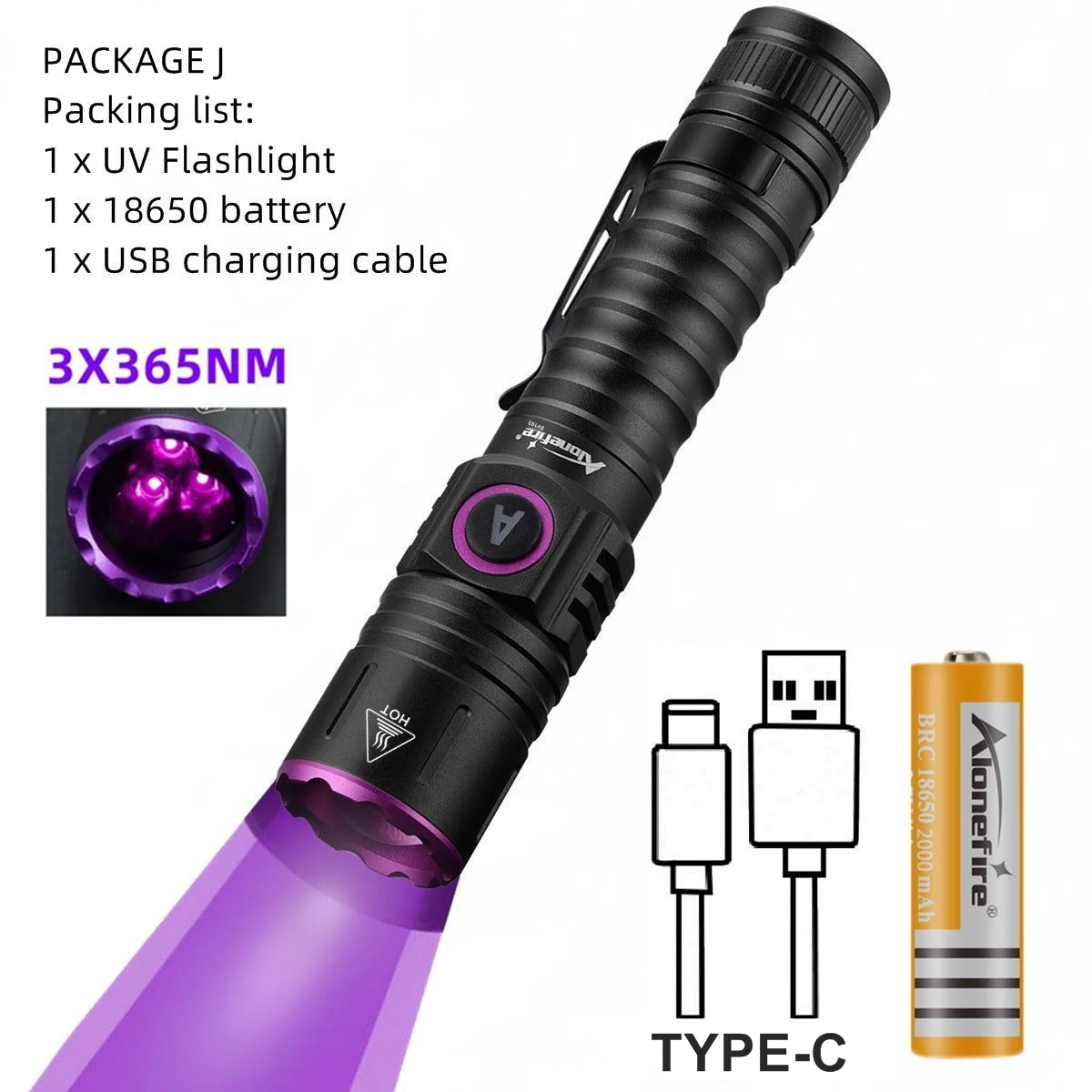 15W UV 365nm High power Blacklight USB Zaklamp Onzichtbare Inkt Marker Kat Hond Urine Tinea Erts Geld Schorpioen fluorescentie Licht
