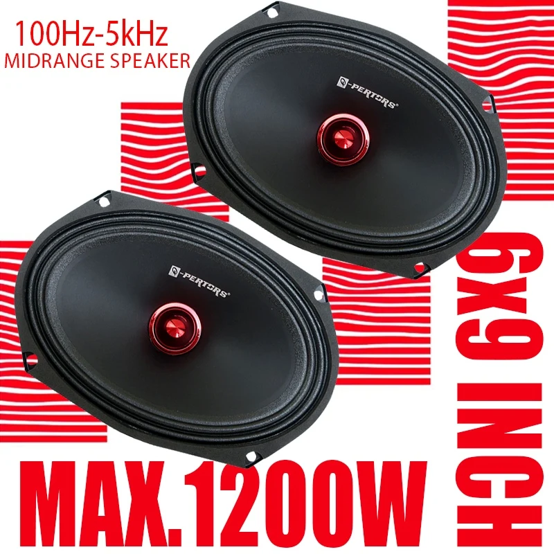 Altavoz de Medios-Bajos para Auto de 6x9 Pulgadas, 1200W Máx, Alta Sensibilidad, Woofer para Mejorar el Sistema de Audio de la Puerta del Vehículo