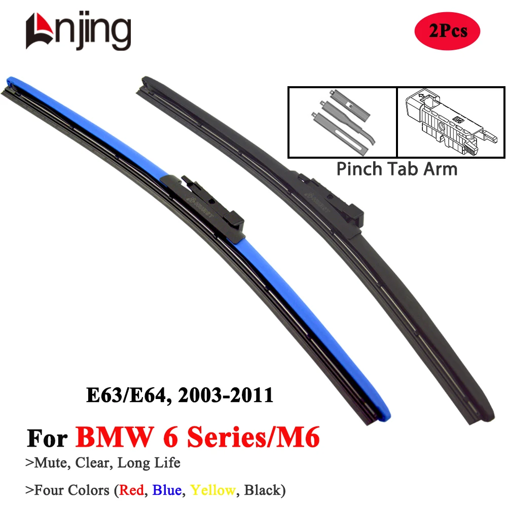 

LNJING Colorful Windshield Wiper Blade For BMW 6 Series M6 630i 635d 645ci 650i E63 E64 2003 2005 2008 2010 2011 Car Accessories