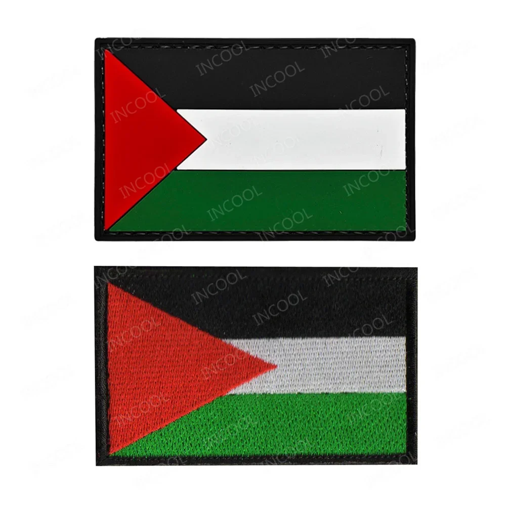 Embroidered PVC Rubber Palestine Patch Palestinian Flag Patches Appliqued Shoulder Patch For Clothing