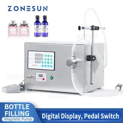 ZONESUN-máquina de Llenado de líquidos semi-atuo, bomba magnética para bebidas, Perfume, aceite esencial, zumo, botella de agua