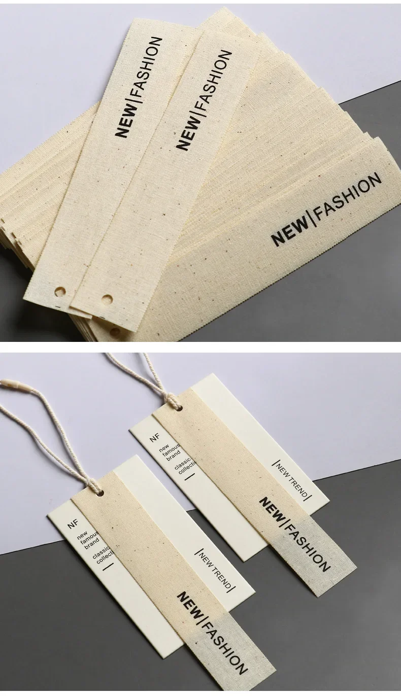 100pcs Cotton Linen Canvas Hangtag Clothing Hangtag Design Clothes Business Label Logo Certificate of Conformity Card Printing