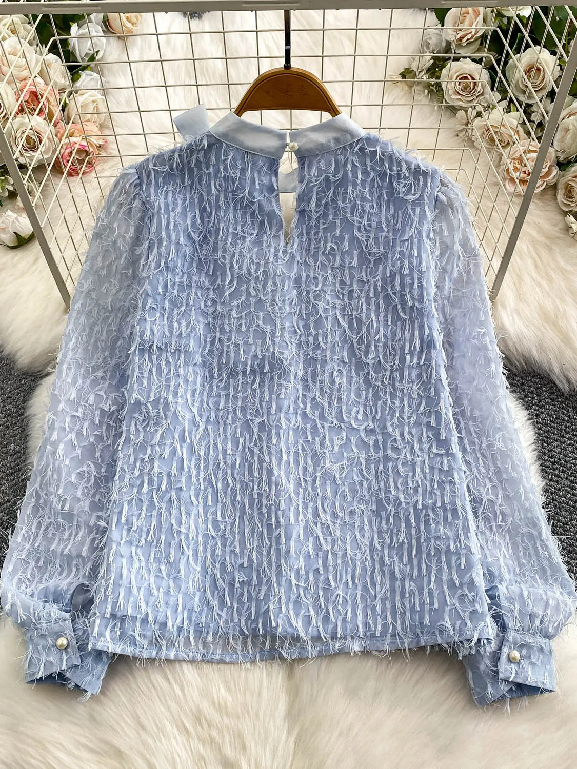 Chic rond Ne noeud gland épissage irt femmes automne hiver doux Personali longue Sve coupe ample Blouse