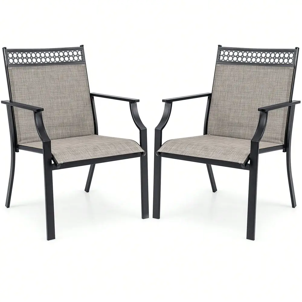 

Patio Chairs Set Of 2 With All Weather Breathable Fabric High Backrest Blue Coffee Black