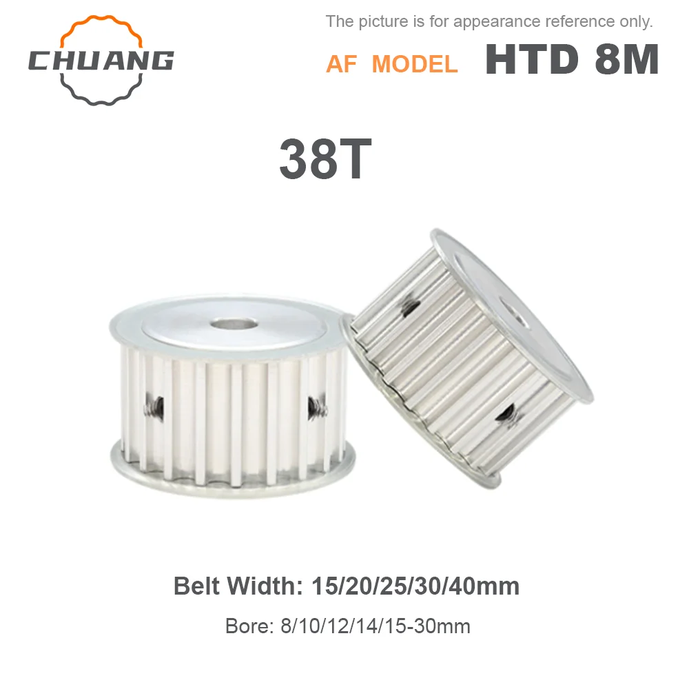 

38T HTD 8M Timing Belt Pulley AF-Type 38Teeth Inner Hole 8/10/12-30mm For 15/20/25/30/40mm Wide Belt HTD 8M Pulley 38T
