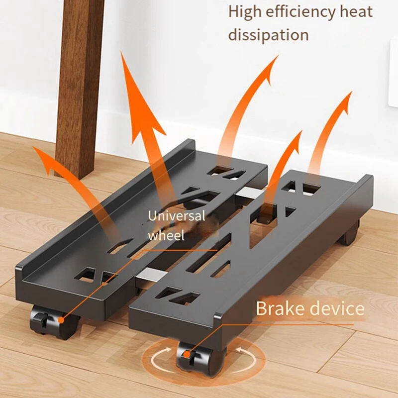 Adjustable Mobile CPU Stand, Ventilated Computer Tower Stand PC Tower Stand With 4 Caster Wheels, Under Desk Holder