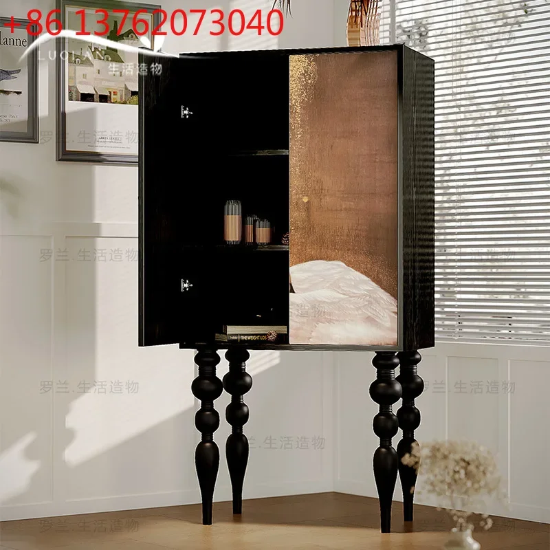 

French retro tall cabinet dream swan bucket cabinet household solid wood door cabinet