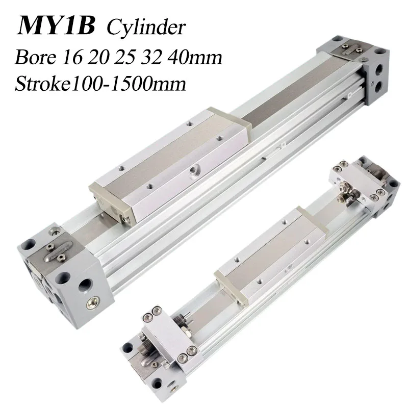 

MY1B16/20/25/32/40*100 300 500 700 1000 1500 MY1B Rodless Air Pneumatic Cylinder High Thrust High-quality Sealing Long Stroke