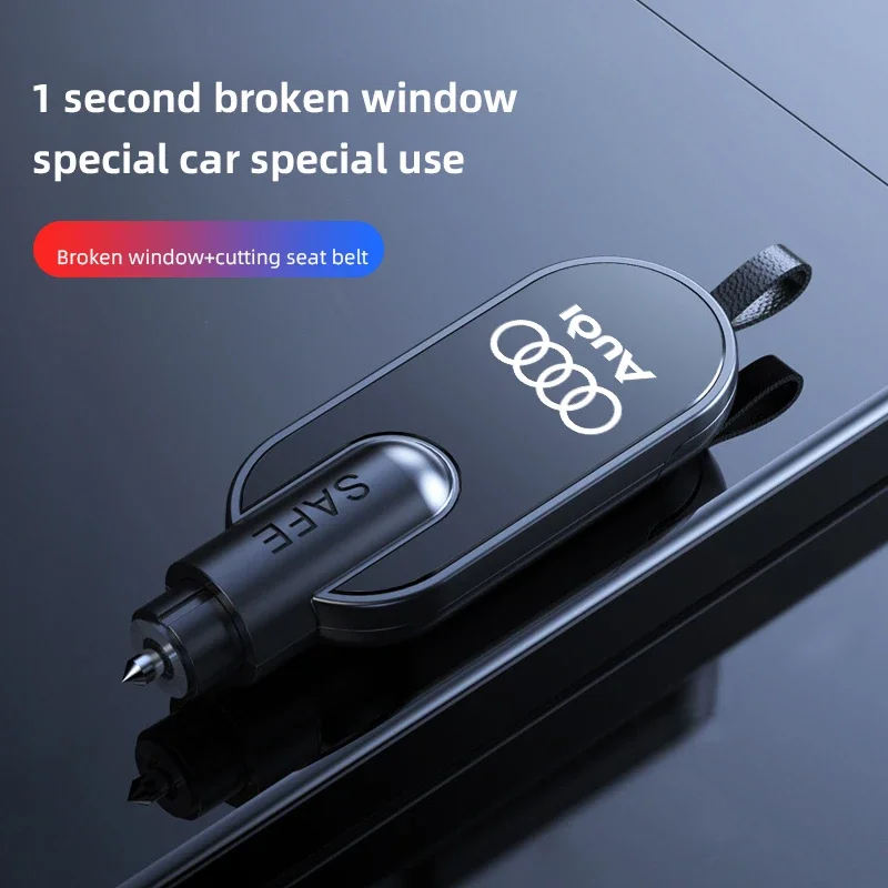 Mini Portable Safety Hammer Car Window Breaker Accessories For Audi Quattro Sline A3 A4 A6 A5 Q5 A1 Q7 Q3 Q2 Q8 A7 A8 TT S1 SQ5