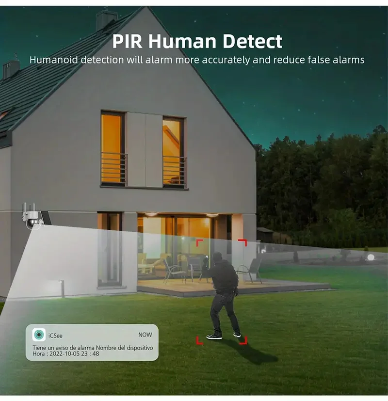 ICSEE Solar Camera WiFi 1080P PIR Human Detection 2MP Outdoor With Solar Panel Battery CCTV Security Camera