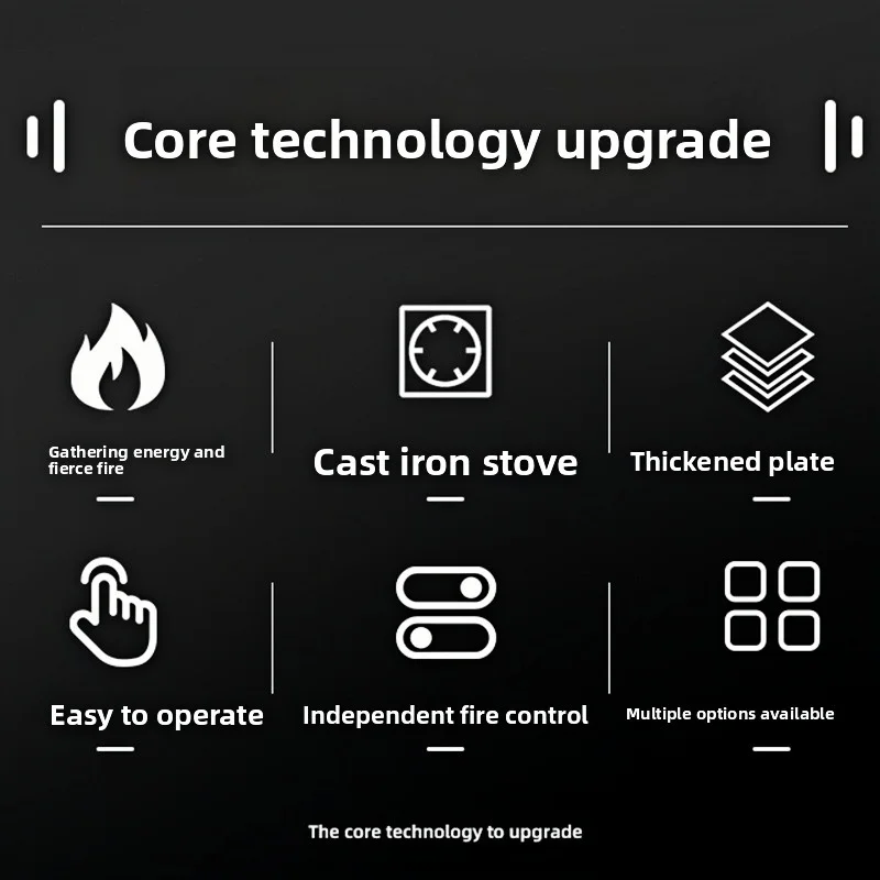 Single-eye 3 Ring Cast Iron Gas Stove Auto Shut-Off Safety Dual Zone Control LPG/Natural Gas Energy-saving Low Soup