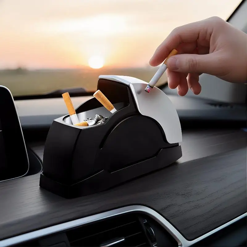 Automotive Night Light Ashtray Windproof Metal Interior Sleek Design Car Door Mount for  Road Trips