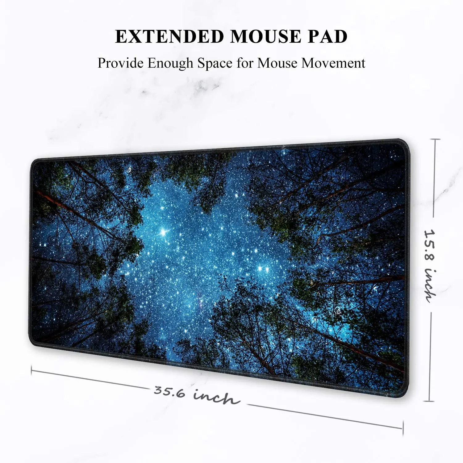 Silent Night Sky Large Mouse Pad Waterproof Desk Mat with Stitched Edges Non-Slip Computer Keyboard Mousepad for Office Home