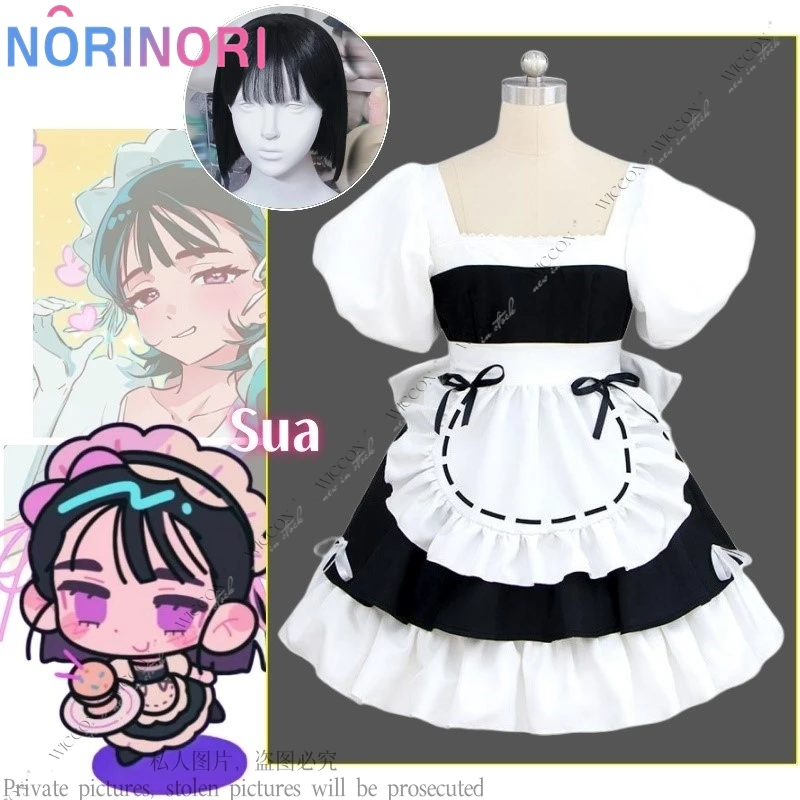 Anime ALIEN STAGE Sua Gallery Cosplay Lolita Jurk Meid Uniform Cosplay Kostuum Pruik Halloween Leuke Vrouw Rollenspel Dagelijkse Outfit