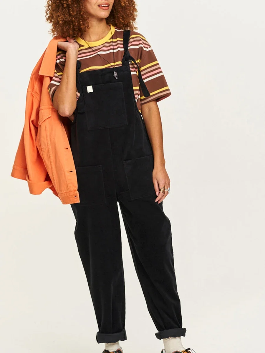 Y2k Vintage Long Pants Rompers Women's Adjustable Suspenders 2000s Retro Jumpsuit Casual Loose Sleeveless Overalls With Pockets