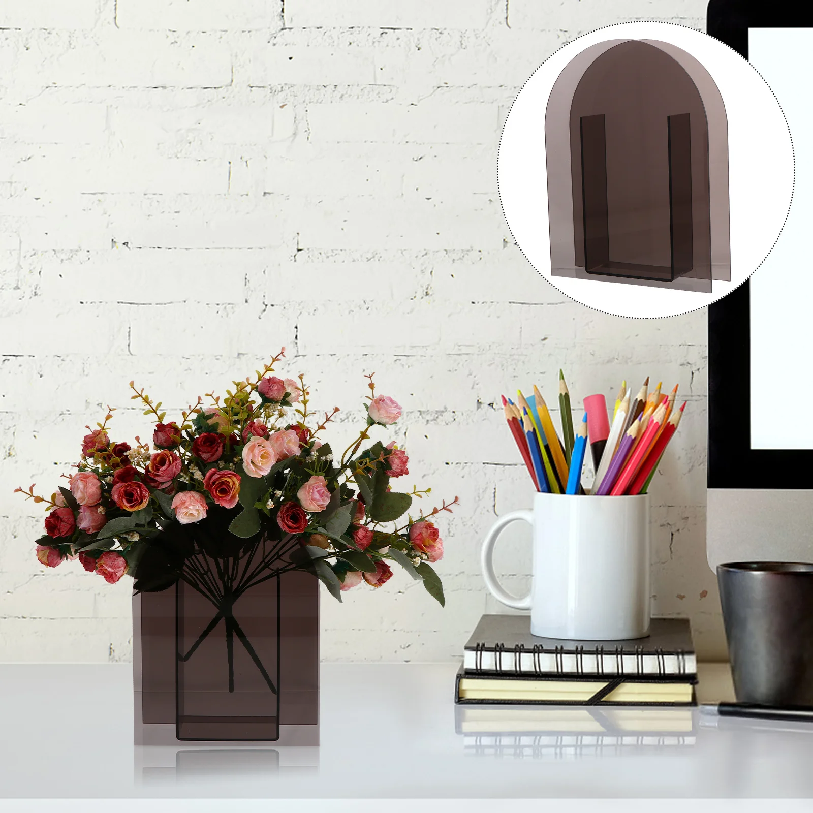 

1pc Acrylic Vase Nordic Simple Design Flower Arrangement Decorative Vase For Home Office Balcony Decoration Plants Pot