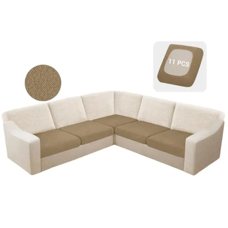 

Waterproof Sectional Couch Cushion Covers Stretch Corner Sofa Cushion Covers Jacquard L Shaped Slipcover Washable Pieces Seat C