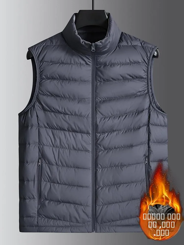 

Men's Stand Collar Lightweight down Vest plus Size Loose Casual White Du Feather Lightweight Svel Warm Outerwear