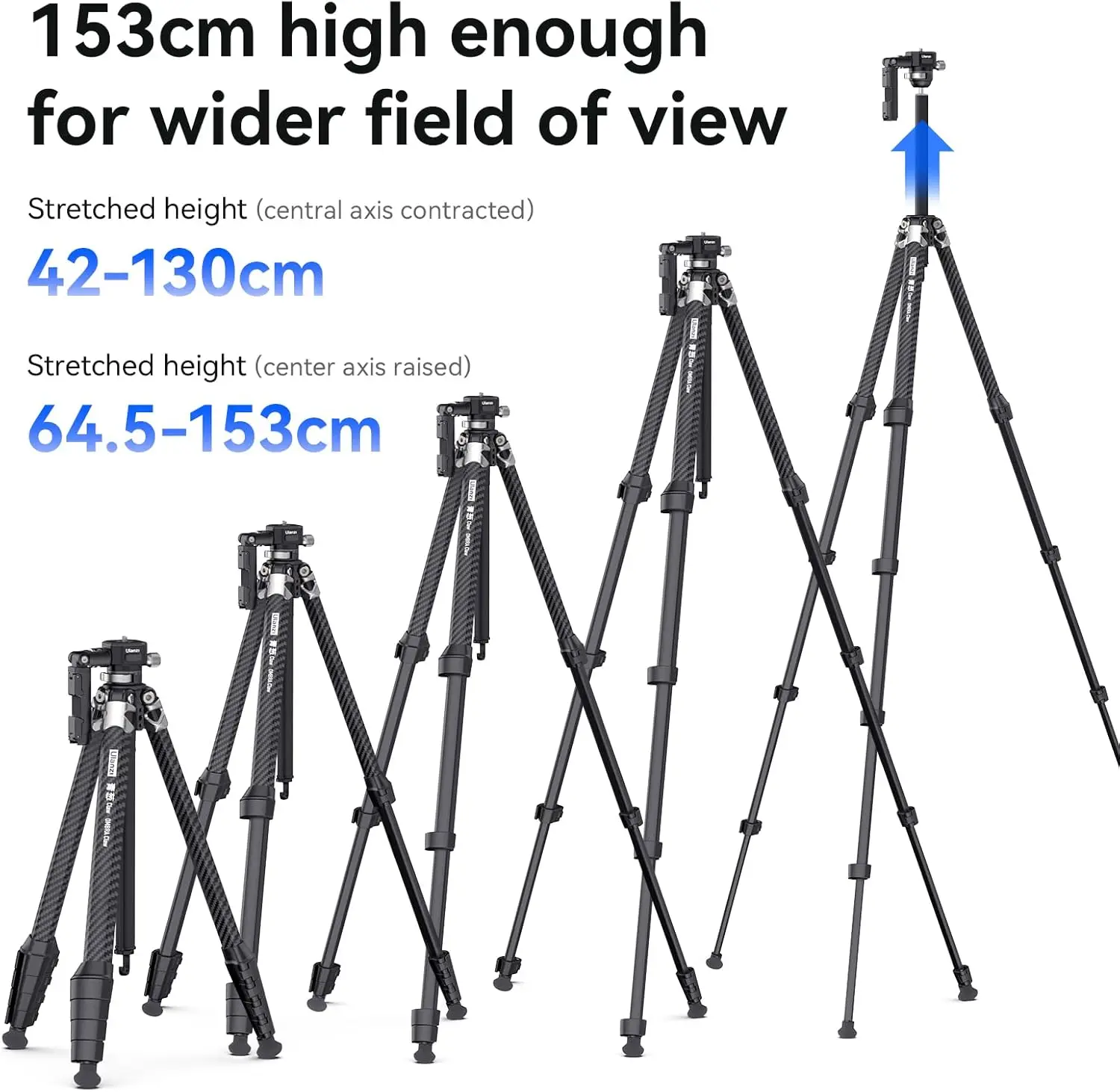 Trípode de cámara de fibra de carbono con garra Soporte para cámara DSLR de liberación rápida 360 °   Cabezal de bola panorámico con abrazadera para teléfono Telepromp