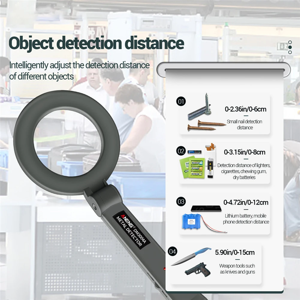 Imagem -04 - Detector de Metal Portátil com Alarme Pesquisa Sensível Bobina Handheld Tracker Pinpointer Ajustável Dm3004a