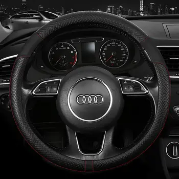 PU皮革拼接汽車方向盤套,透氣防滑,四季通用,適用於38公分/15吋方向盤 10 最佳銷售 菲亞特500真皮方向盤套 - №8