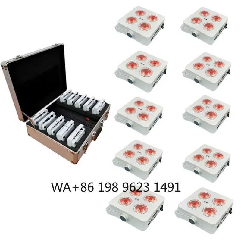 4X18W RGBWAUV 6In1 Wireless LED PAR Uplighter WiFi Battery Powered Stage Light for Wedding Party Club Disco Event