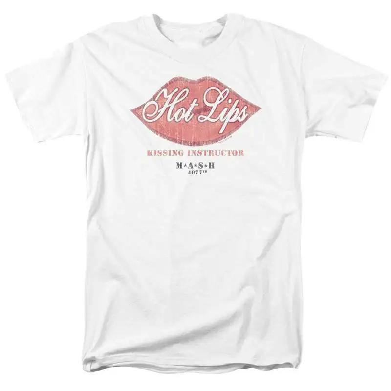 MASH T shirt Hot Lips men's adult classic fit cotton white graphic tee TCF223