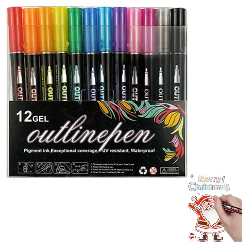 Outline Markers Colorful Outline Markers Self-Outline Markers Self-Outline Markers For Glitter Doodle Drawing Scrapbooking