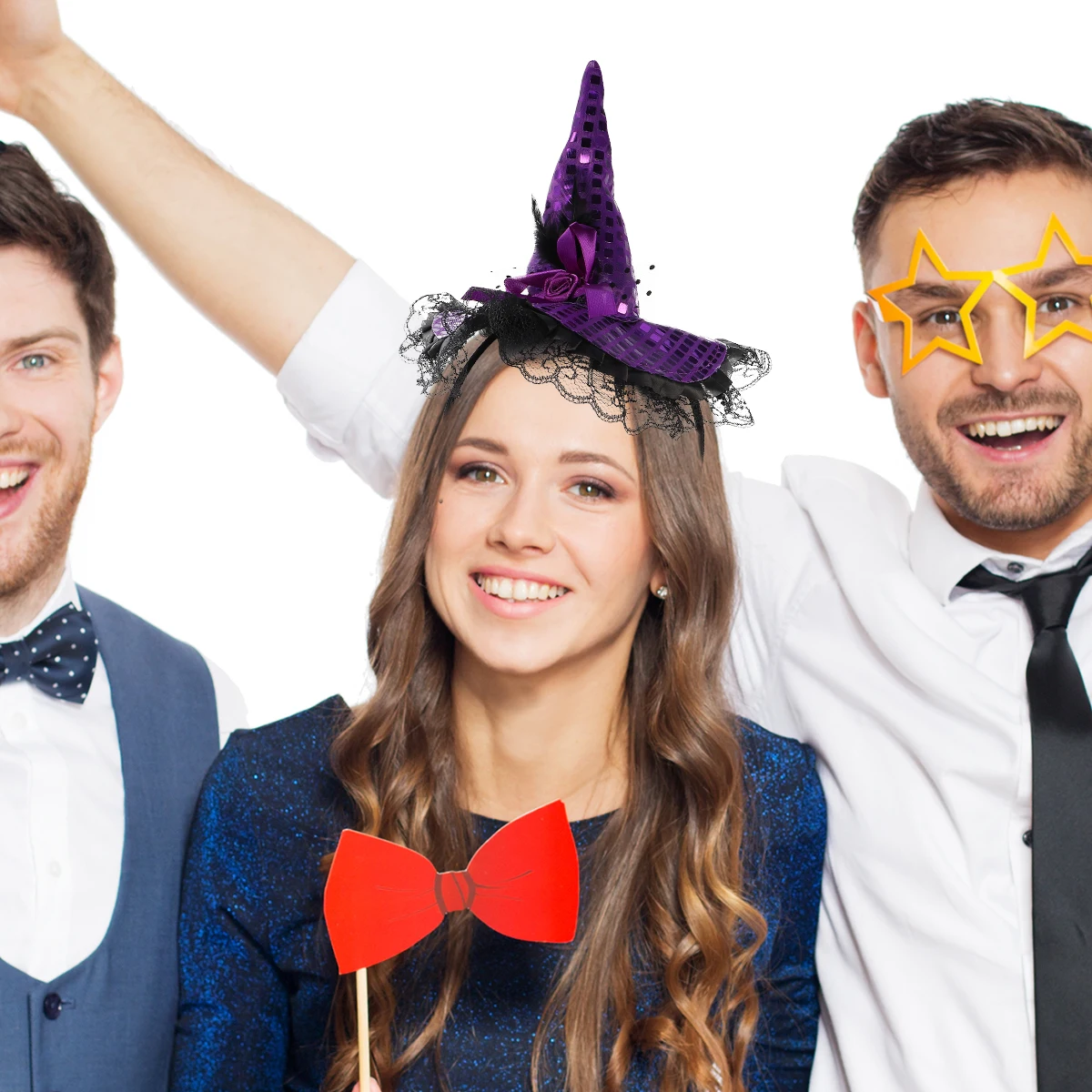 

2Pcs Witch Hat Headband Halloween Costume Accessory Purple Plastic Women Adult Toddler Girl Lightweight Hair Hoop Kids