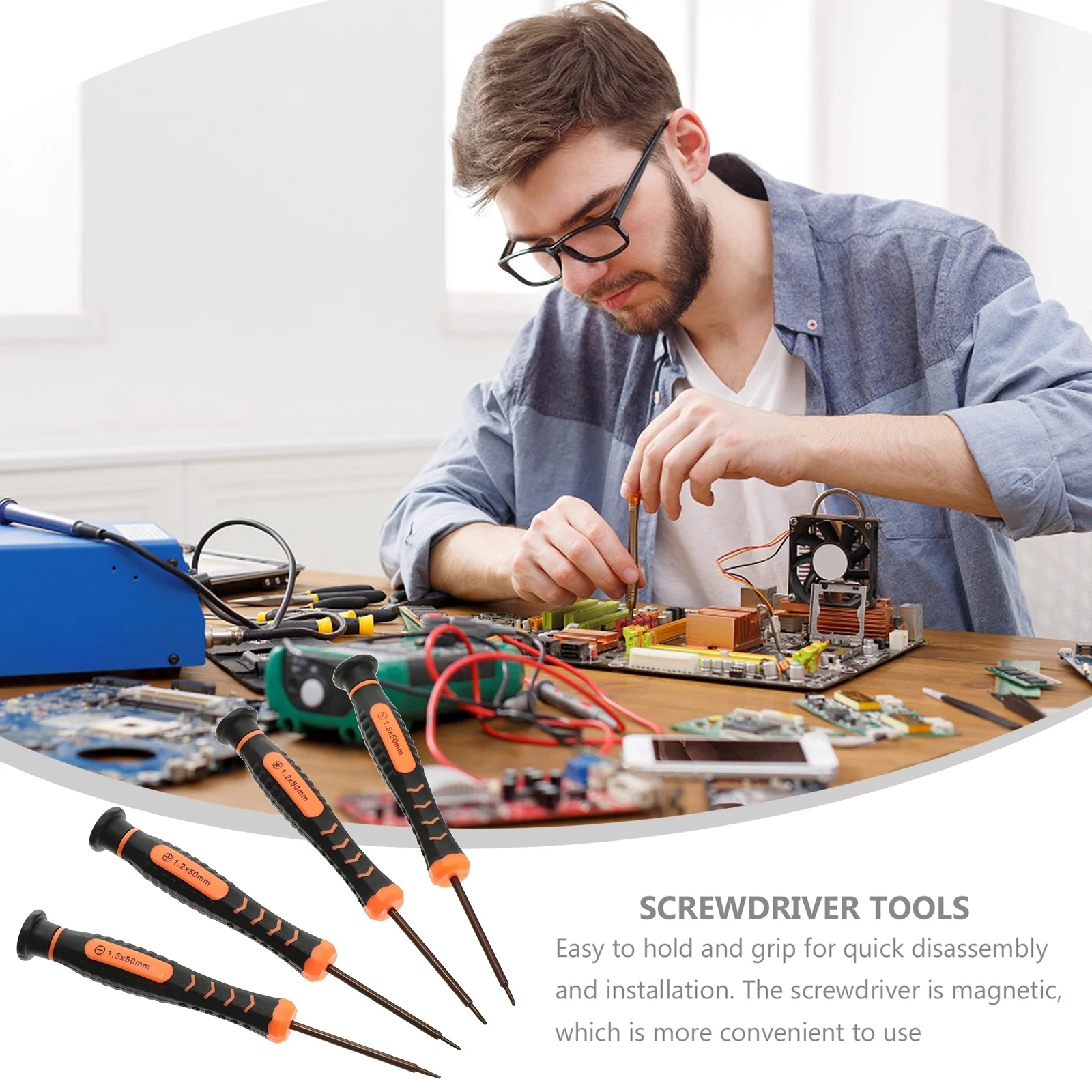 

4Pcs Multi-Purpose Screwdriver Set Precision Flat Repair Tool Anti-Slip Handle for Laptop Mobile