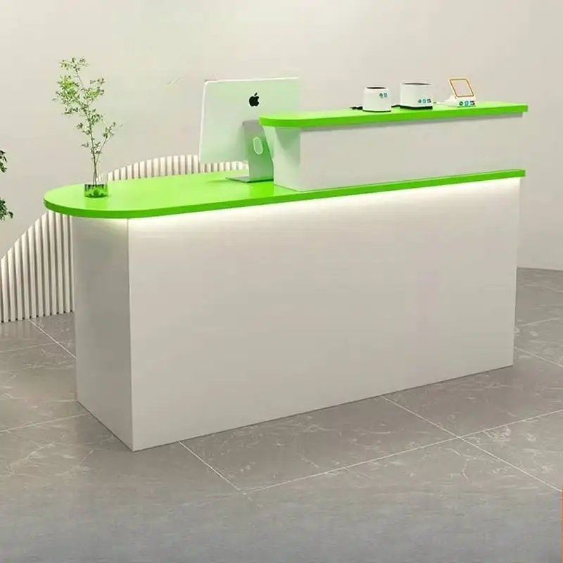 

Green Orange Reception Desks Vintage Storage Classic Luxury Reception Desks Corner Modern Rezeption Theke Office Furniture